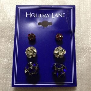 Festive Earring Set - Red, Silver, and Blue